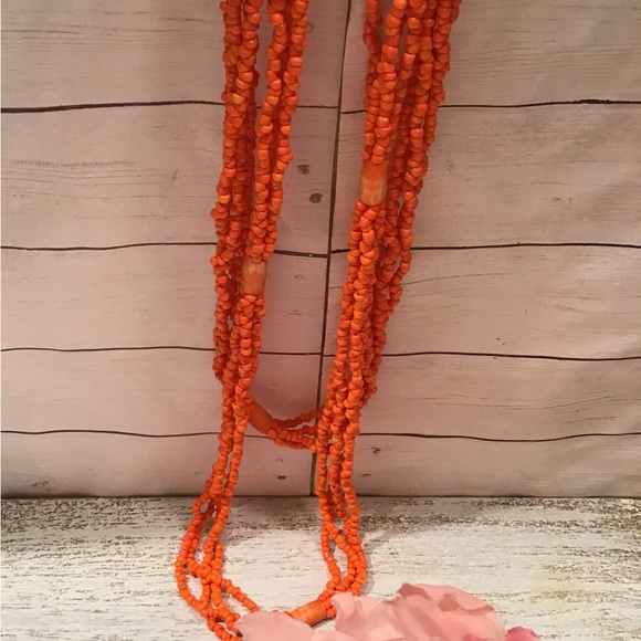 Orange Seed-beads Necklace - Picture 3 of 7